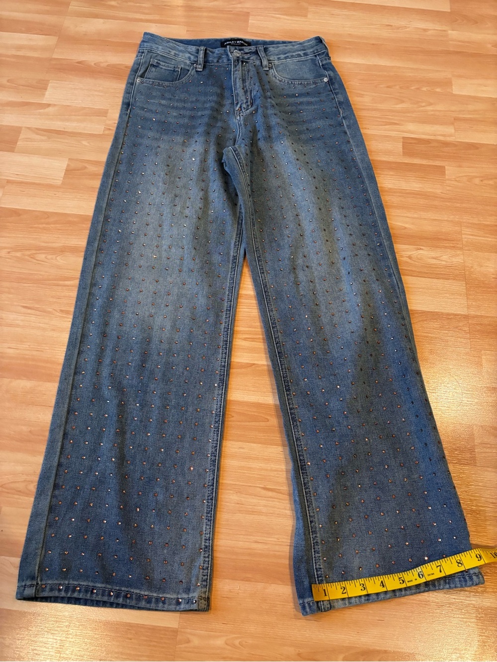 Ashley Mason Studded Wide-Leg Jeans
